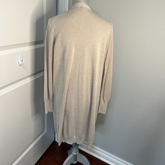 Halogen Beige Open Front Duster Cardigan EUC Size M - Picture 4 of 5
